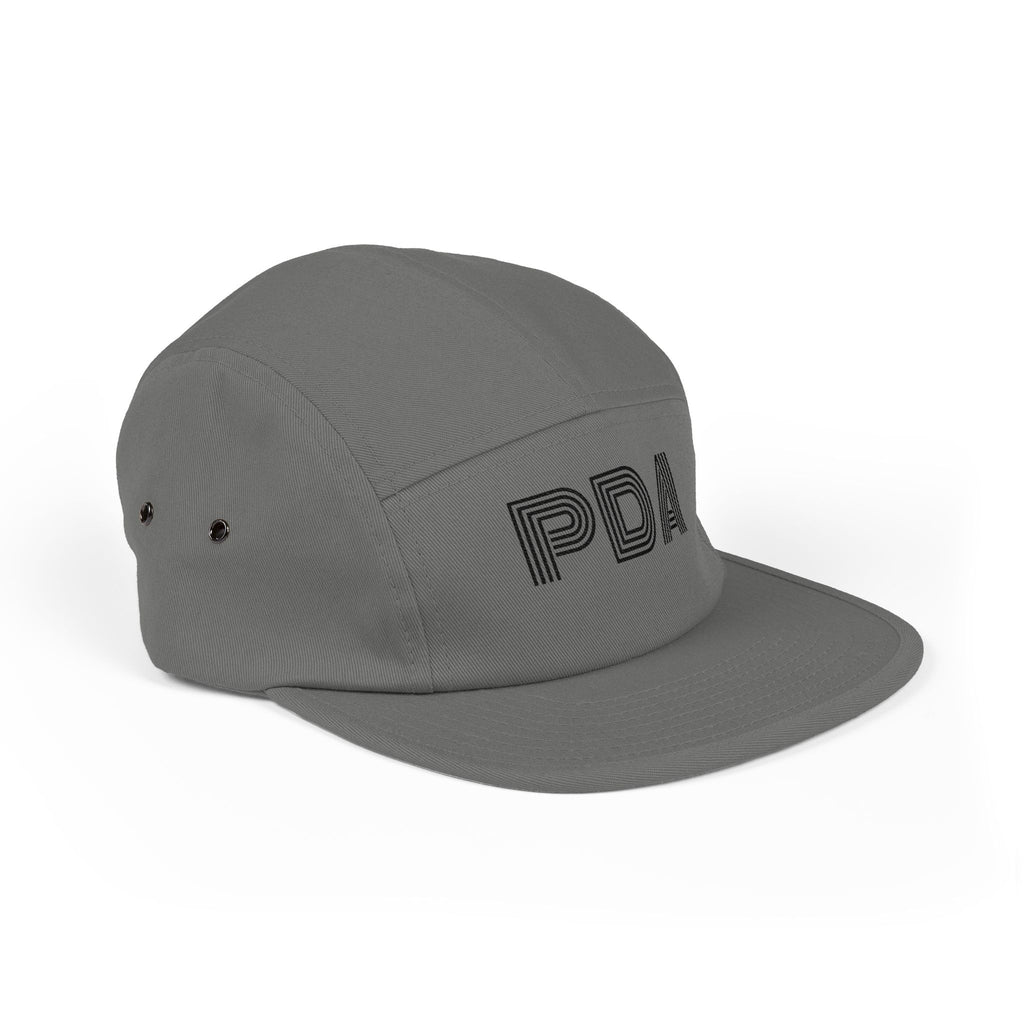 PDA striped outline 5 Panel Cap | embroidered logo