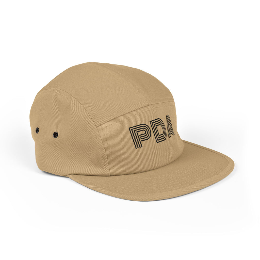 PDA striped outline 5 Panel Cap | embroidered logo