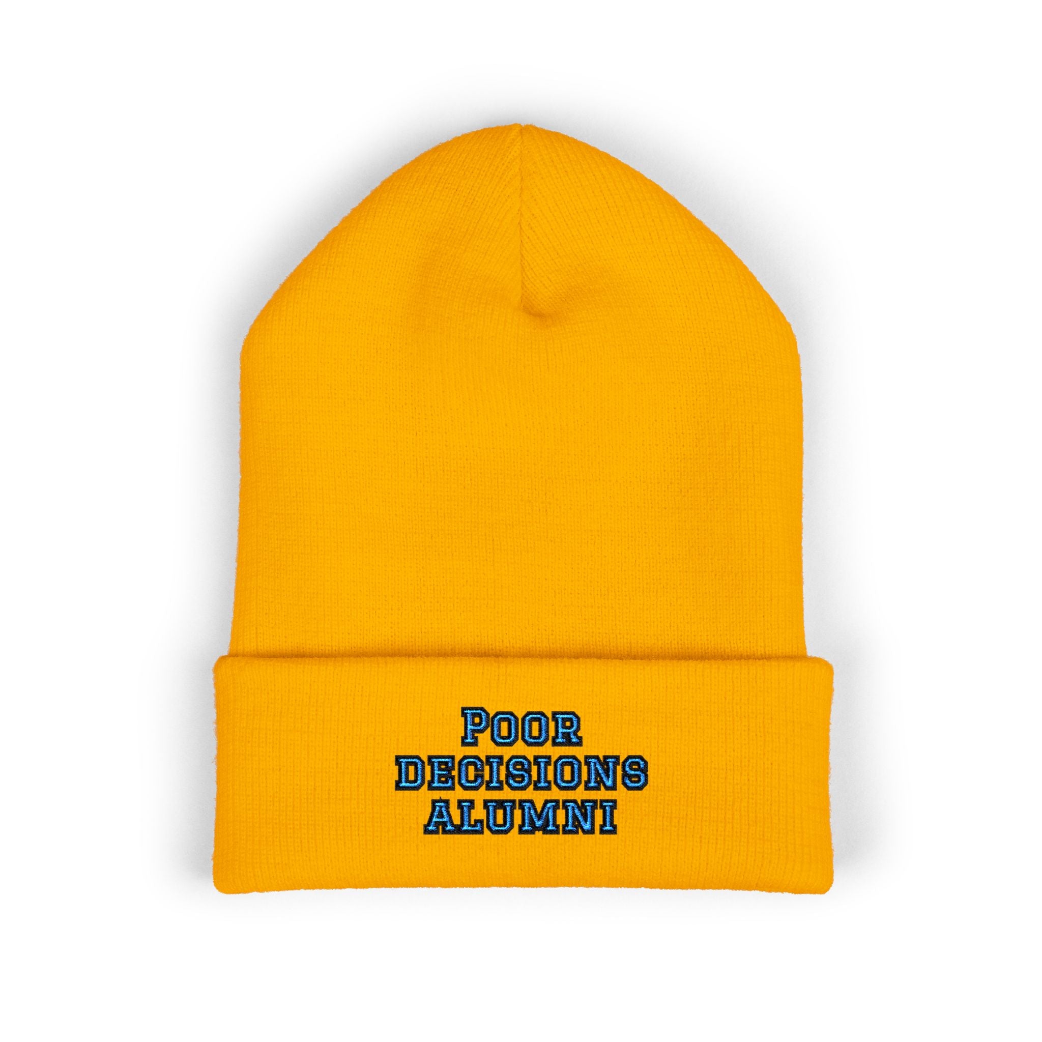 Poor Decisions Alumni beanie | Embroidered cuffed beanie