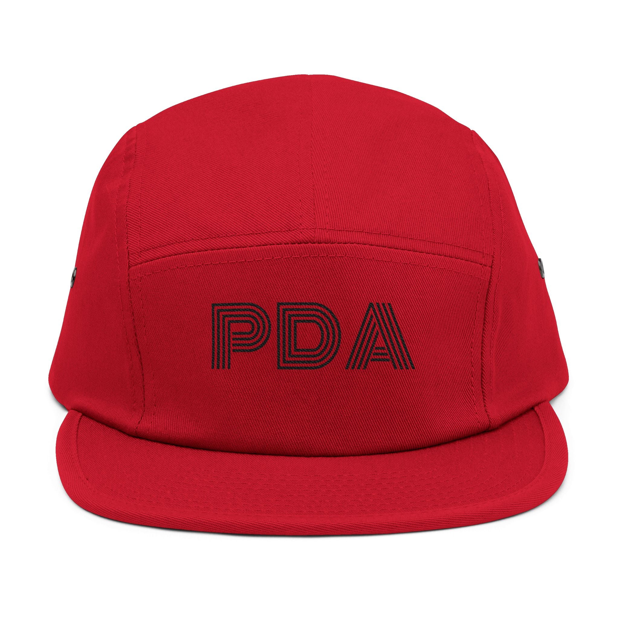 PDA striped outline 5 Panel Cap | embroidered logo