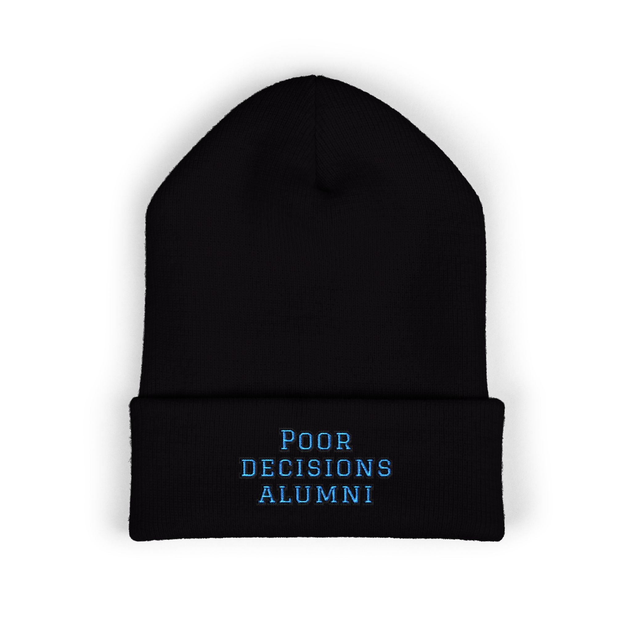 Poor Decisions Alumni beanie | Embroidered cuffed beanie