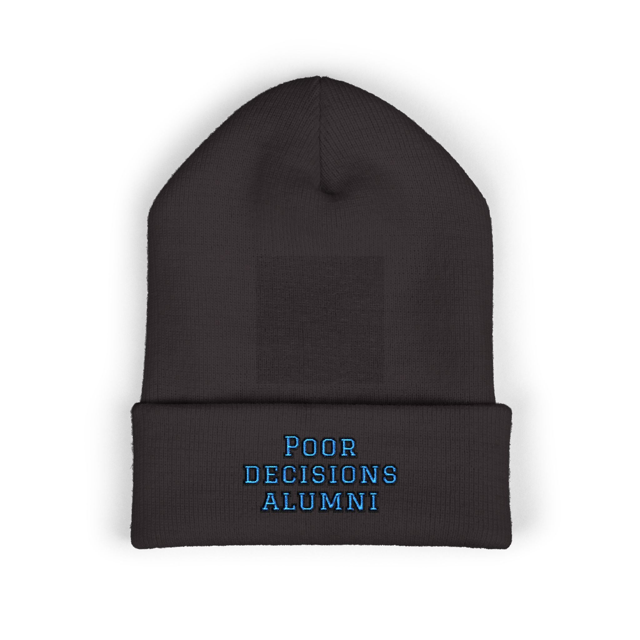 Poor Decisions Alumni beanie | Embroidered cuffed beanie