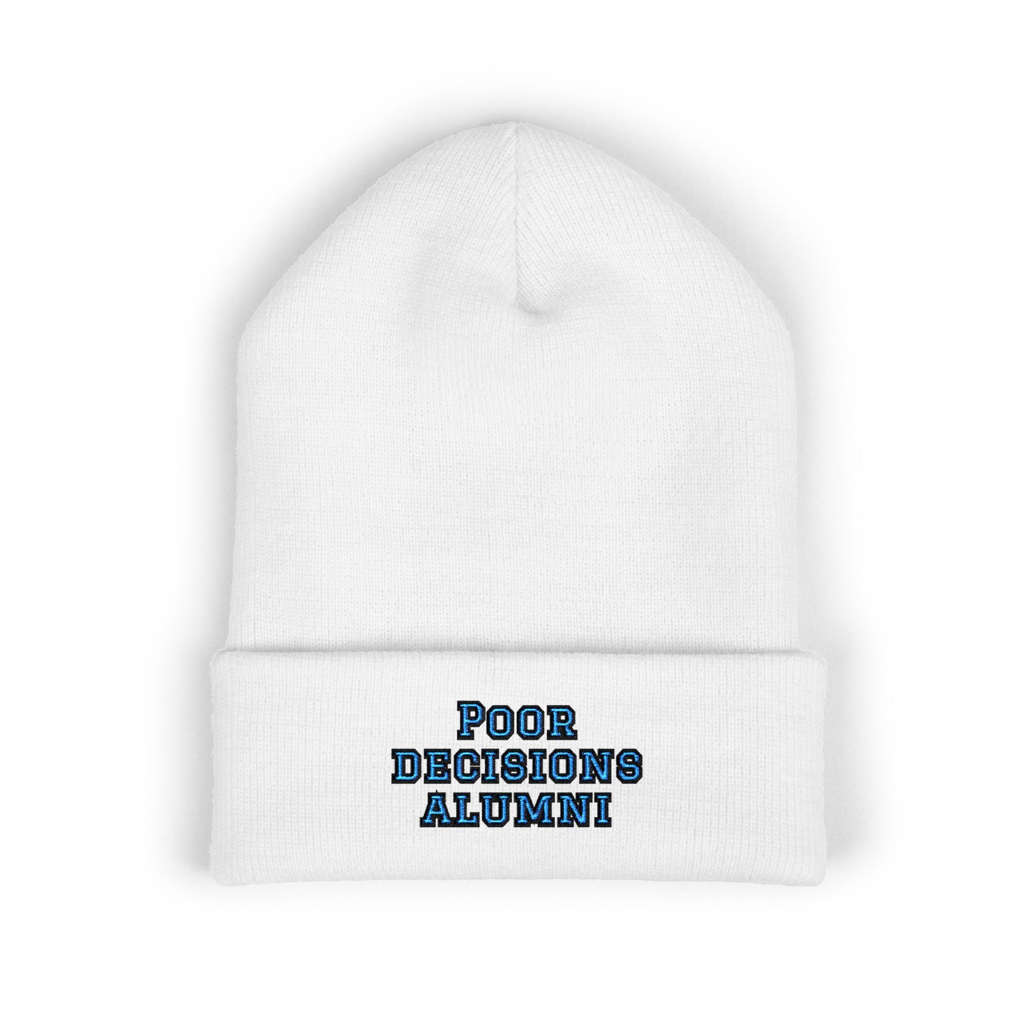 Poor Decisions Alumni beanie | Embroidered cuffed beanie