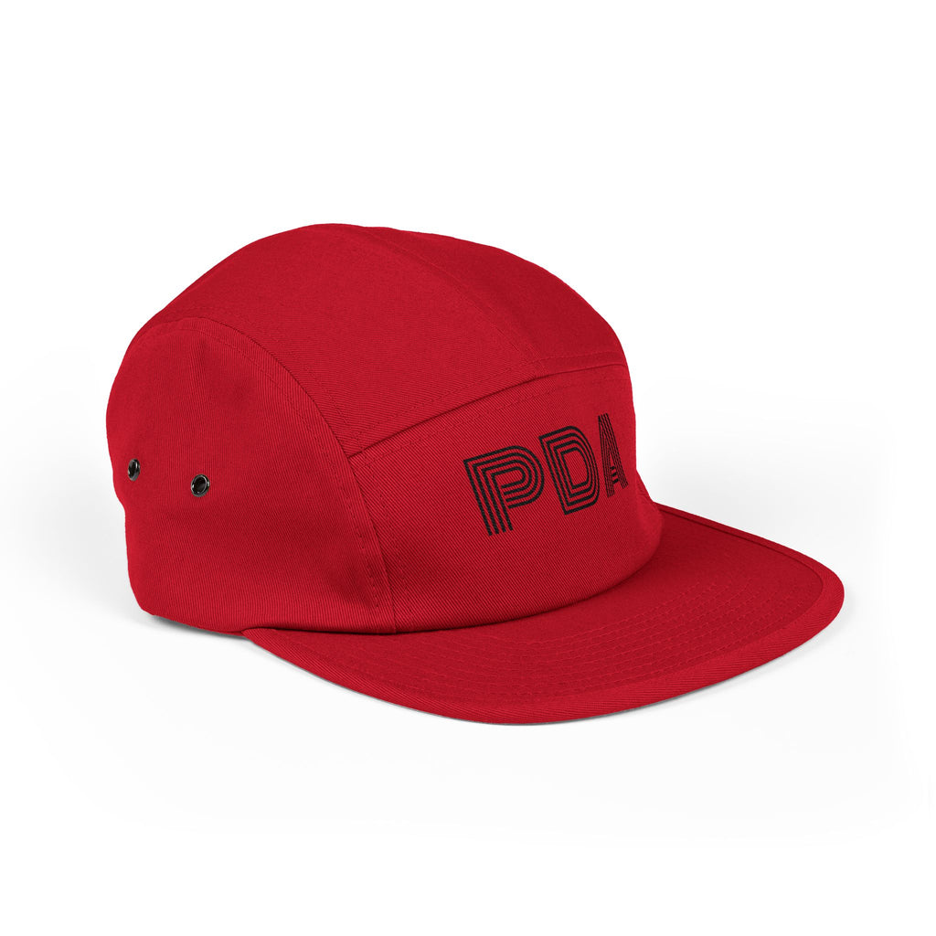 PDA striped outline 5 Panel Cap | embroidered logo