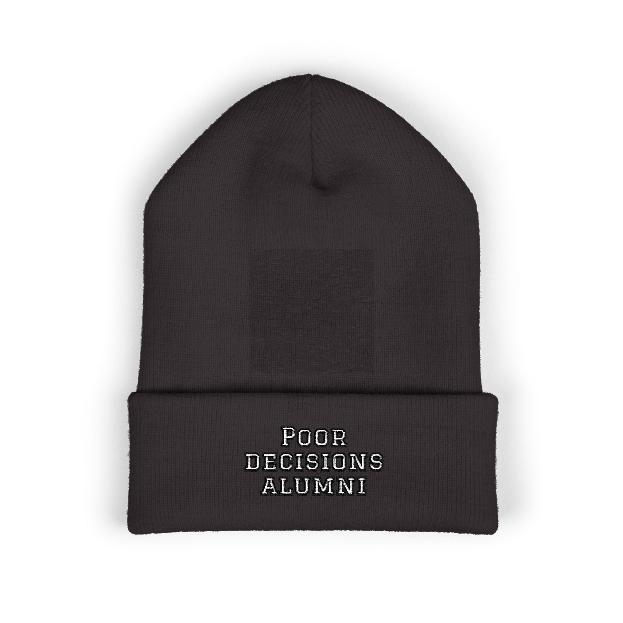 Poor Decisions Alumni Beanie | Embroidered Cuffed Knit Hat