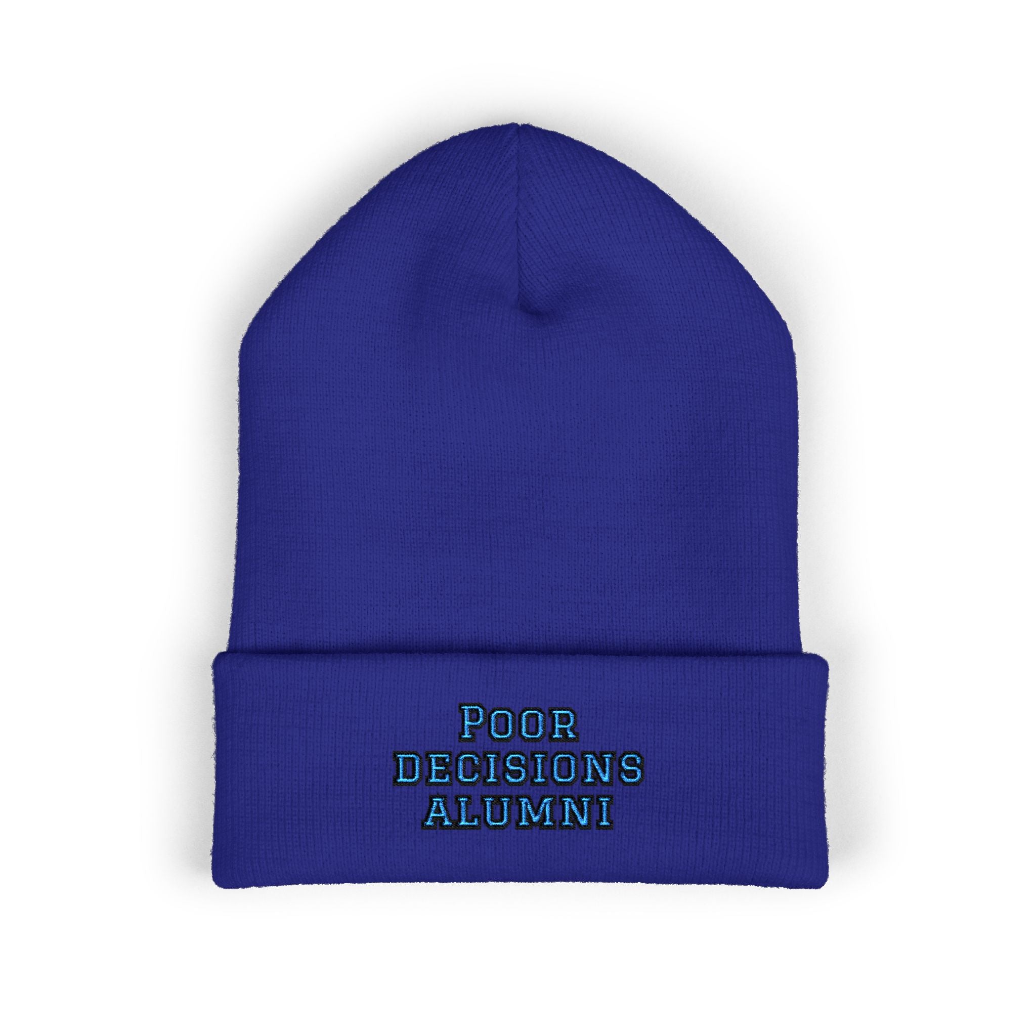 Poor Decisions Alumni beanie | Embroidered cuffed beanie
