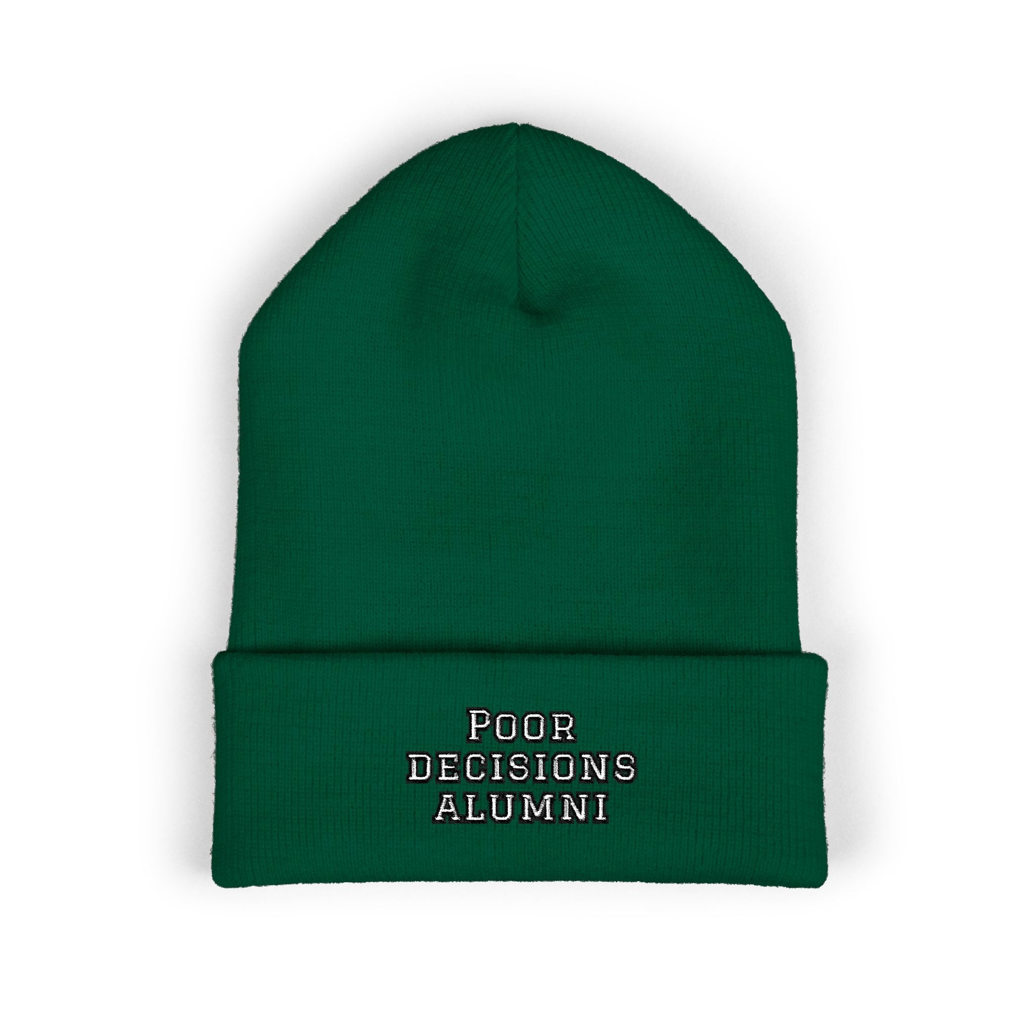Poor Decisions Alumni Beanie | Embroidered Cuffed Knit Hat